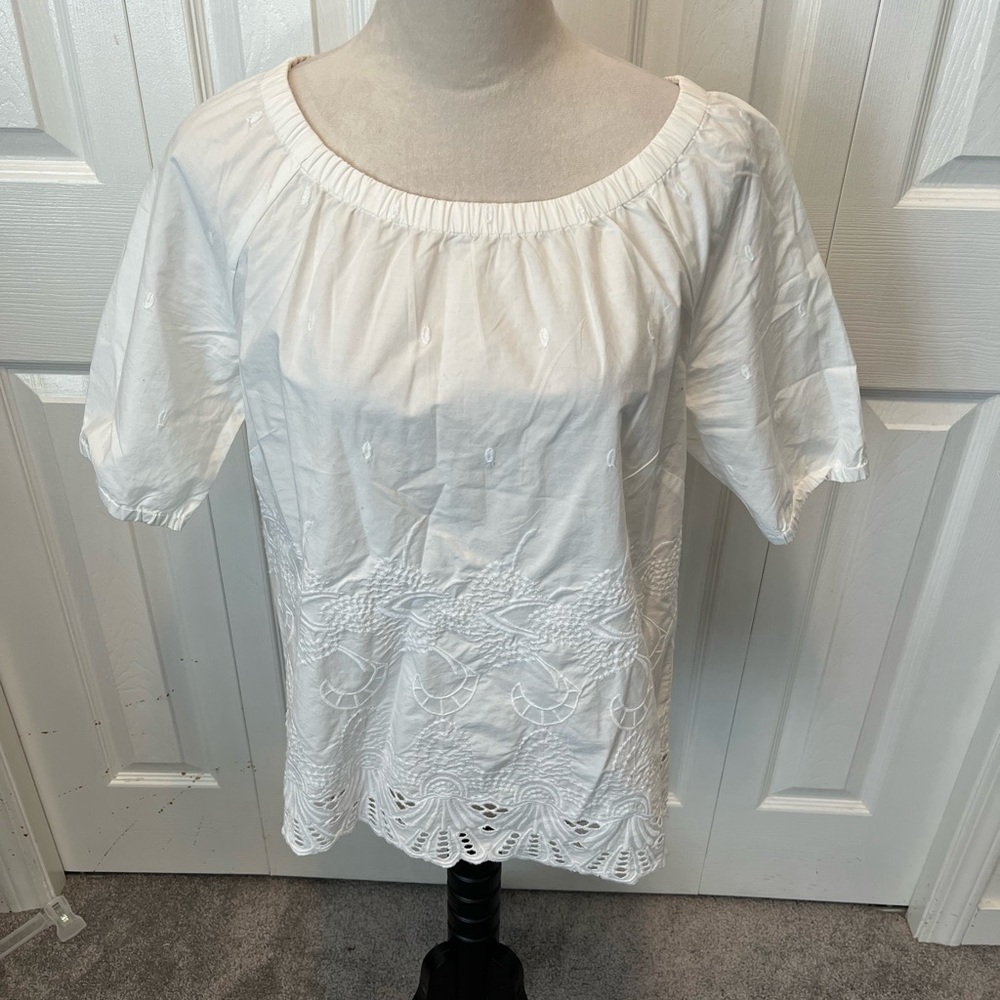 Talbots size L White Embroidered Women's Top